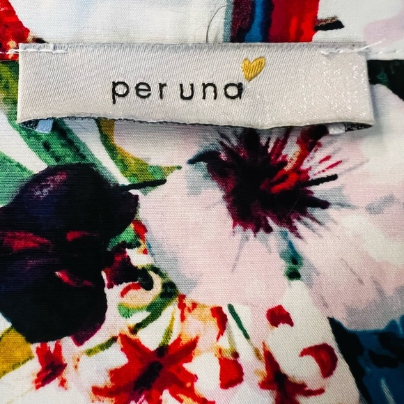 Per Una Multi-color Buttoned Tropical Bird Pattern Belted Dress Size 18 - Picture 10 of 13